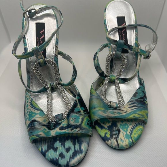 Size 7 Nina New Yoel Green and Blue Heels - Picture 1 of 7